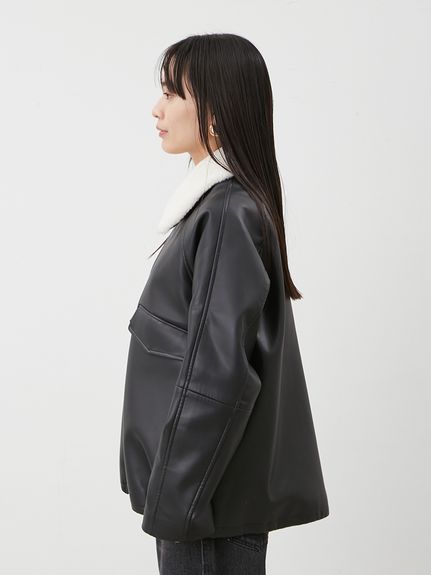 ステンカラーフェイクレザーブルゾン(ブルゾン)｜アウター｜Mila Owen