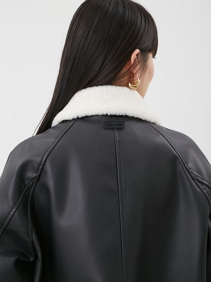 ステンカラーフェイクレザーブルゾン(ブルゾン)｜アウター｜Mila