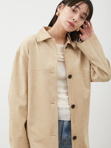 ステンカラーリサイクスウェードライクブルゾン(ブルゾン)｜アウター