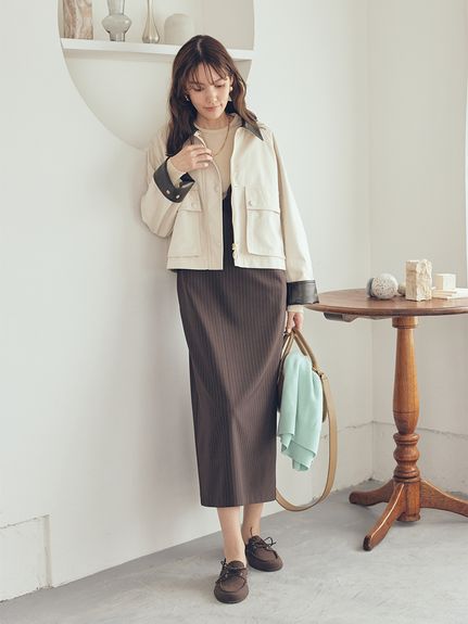 【新品タグ付き美品】Mila Owen ショート丈ハンティングジャケット　ライム セール】ショート丈ハンティングジャケット（その他アウター