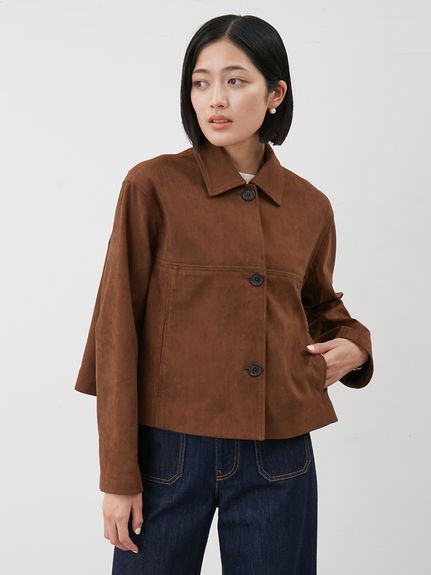 【MilaOwen】ステンカラースウェードブルゾン ショート丈ステンカラーリサイクルスウェードブルゾン(ブルゾン