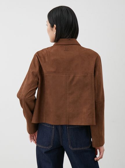 ショート丈ステンカラーリサイクルスウェードブルゾン(ブルゾン