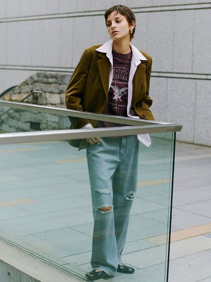 セットアップ対応】コーデュロイパッチポケットシングルジャケット