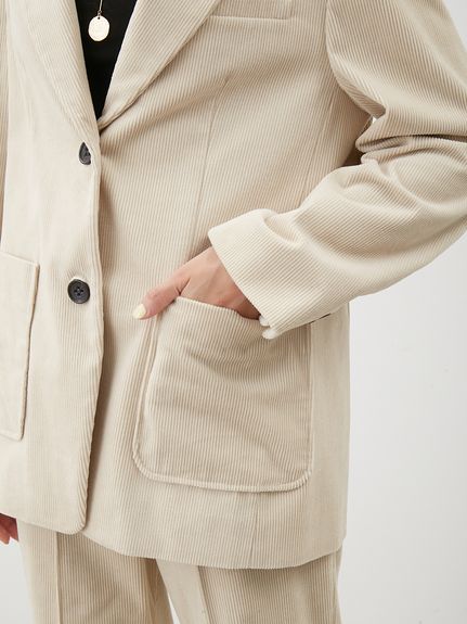 セットアップ対応】コーデュロイパッチポケットシングルジャケット