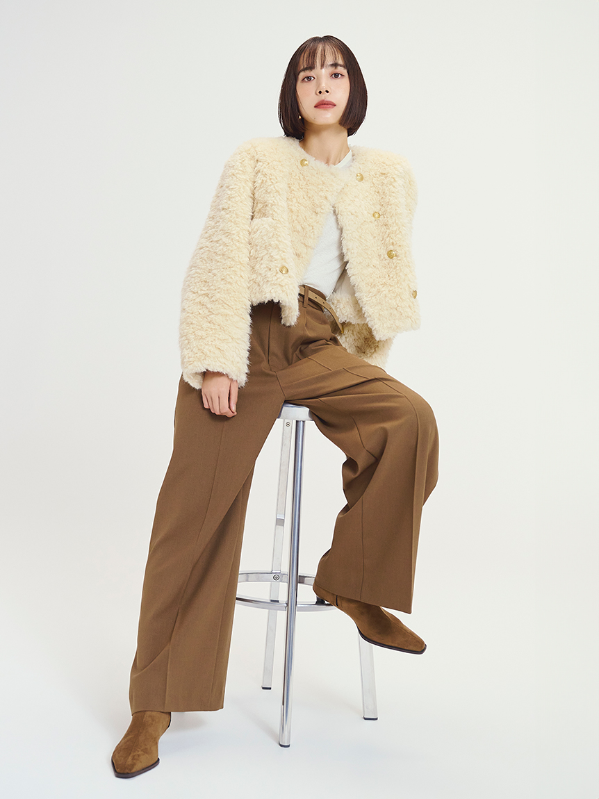 金釦フェイクファー短丈ジャケット(ジャケット)｜アウター｜Mila Owen