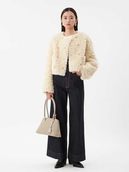 金釦フェイクファー短丈ジャケット(ジャケット)｜アウター｜Mila Owen