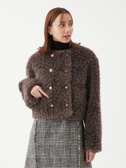 金釦フェイクファー短丈ジャケット(ジャケット)｜アウター｜Mila Owen