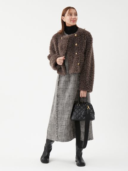 Mila Owenファーショートジャケット 金釦フェイクファー短丈ジャケット(ジャケット)｜アウター｜Mila Owen