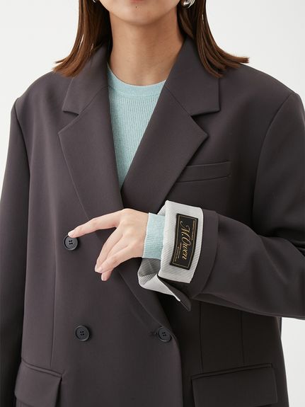 グレー ダブルブレスト ジャケット　ミラオーウェン Mila Owen（ミラオーウェン）の「金釦ダブルブレストツイードロング