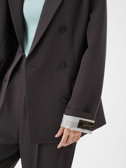 即完！【ミラオーウェン】ダブルブレストジャケット 金釦ダブルブレストツイードロングブレザー(ジャケット)｜アウター