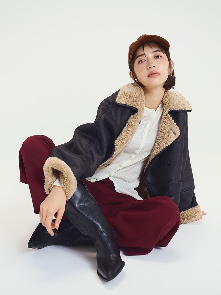 B-7 女性やキッズに ブラウンパーツ頑丈本革 羊革羊毛100% リアルムートン j1a29_1.jpg