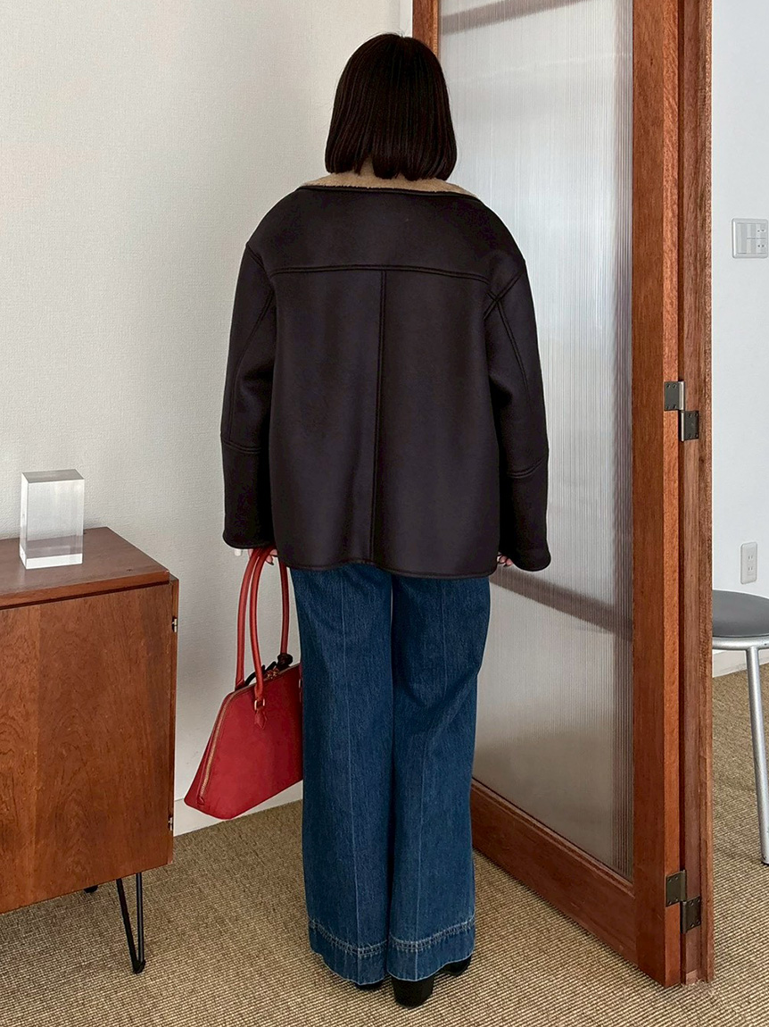 わ*ん様 リアルムートン　ジャケット イタリア製　本革　XL ダークブラウン イタリア製 本革 リアルムートンジャケット リアルムートン ジャケット