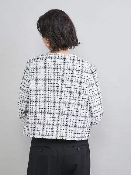 クロップド金釦コンパクトツイードジャケット(ジャケット)｜アウター