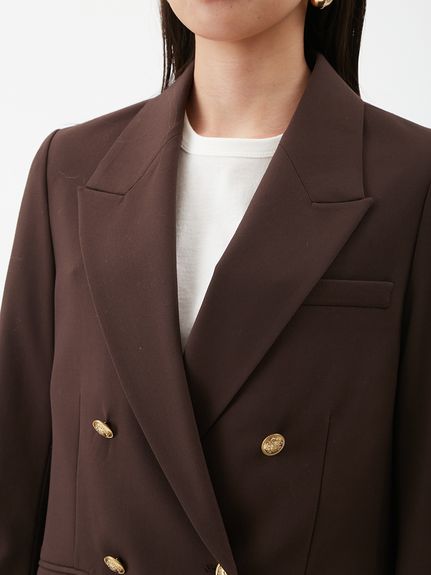 Mila Owen ブラウンテーラードジャケット Mila Owen（ミラオーウェン）の「金釦ダブルブレザ
