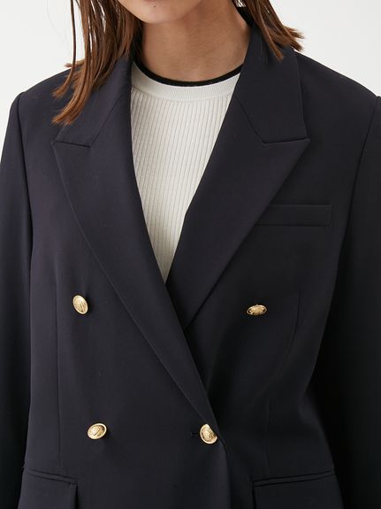 金釦ダブルブレストロングブレザー(テーラードジャケット