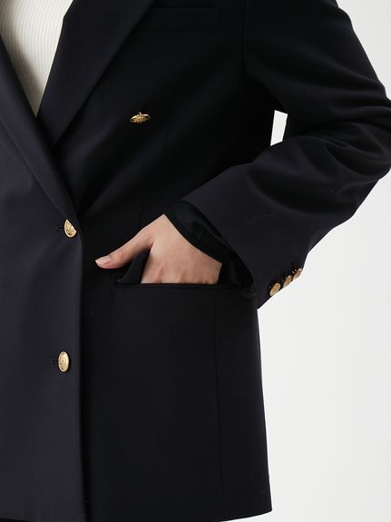 金釦ダブルブレストロングブレザー(テーラードジャケット)｜アウター