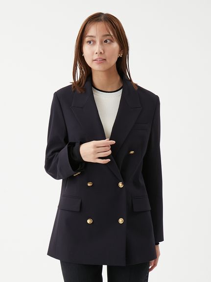 金釦ダブルブレストロングブレザー(テーラードジャケット