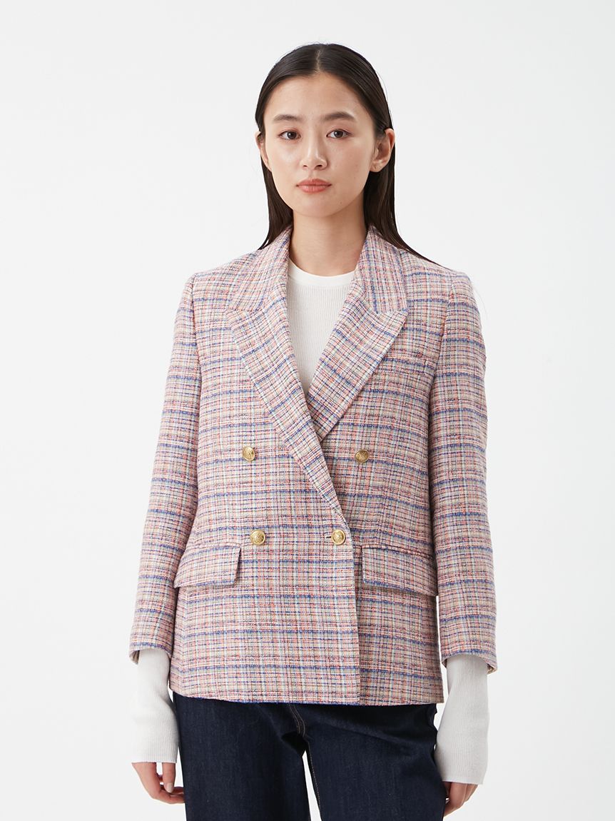 【美品】MONCLER 半袖 ジャケット フリル ダブル ツイード風 生成り0 09WFJ261905_p_21_LL.jpg