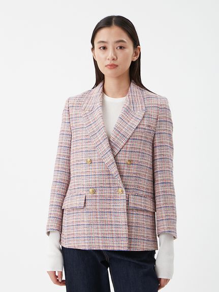 金釦ダブルブレストツイードブレザー(ジャケット)｜アウター｜Mila