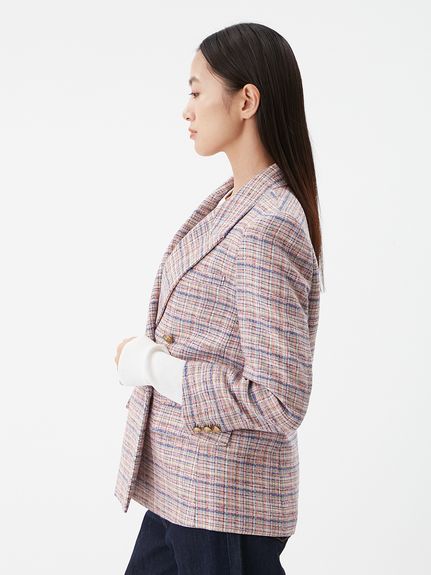 Mila Owen ツイード ダブルブレストジャケット　美品 Mila Owen（ミラオーウェン）の「金釦ダブルブレストツイードロング