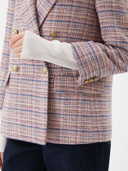 金釦ダブルブレストツイードブレザー(ジャケット)｜アウター｜Mila