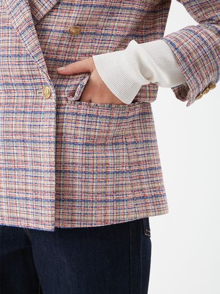 金釦ダブルブレストツイードブレザー(ジャケット)｜アウター｜Mila