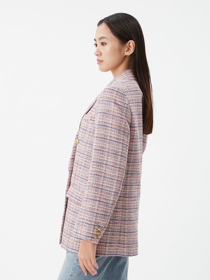 【完売商品24時間以内発送】ミラオーウェン 金釦ダブルブレストツイードブレザー 金釦ダブルブレストツイードロングブレザー(ジャケット)｜アウター