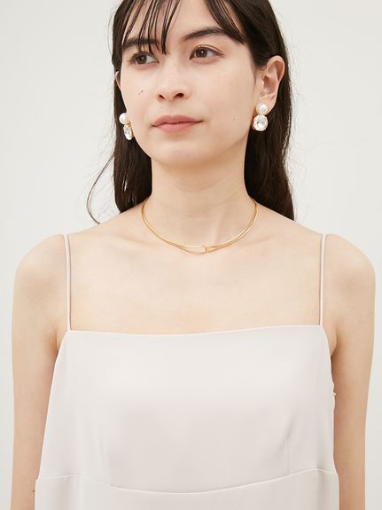 バスト切り替えナローキャミワンピース【手洗い可能】(マキシ・ロング 