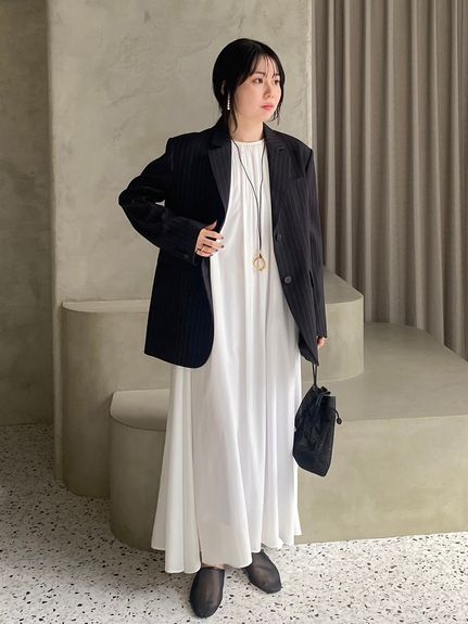 ギャザーボリュームノースリワンピース【ウォッシャブル