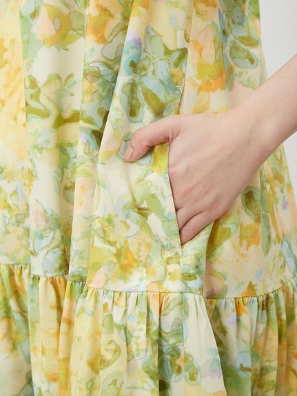 【値下げ中】Mila Owen フラワープリント マキシワンピース セール】バックデザインフラワーマキシワンピース（ワンピース
