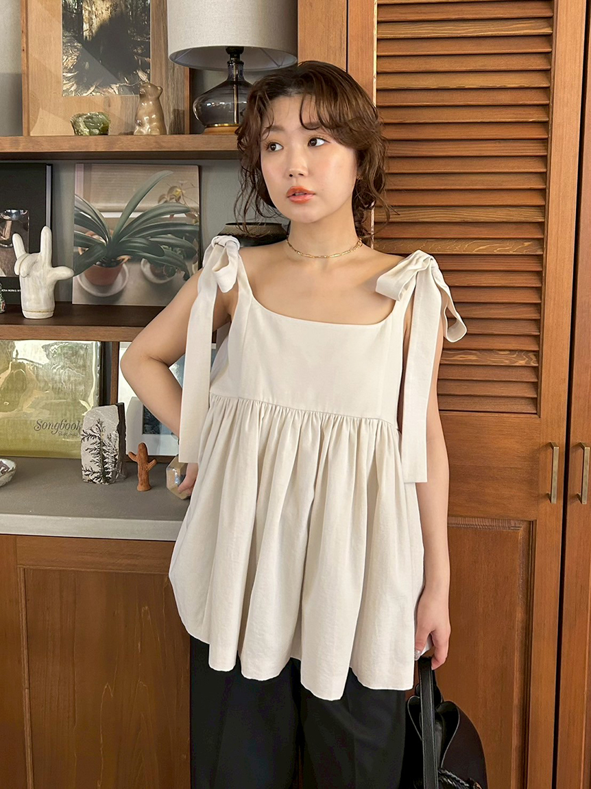 セットアイテム】【ウォッシャブル】ペプラムブラウス×ワイド