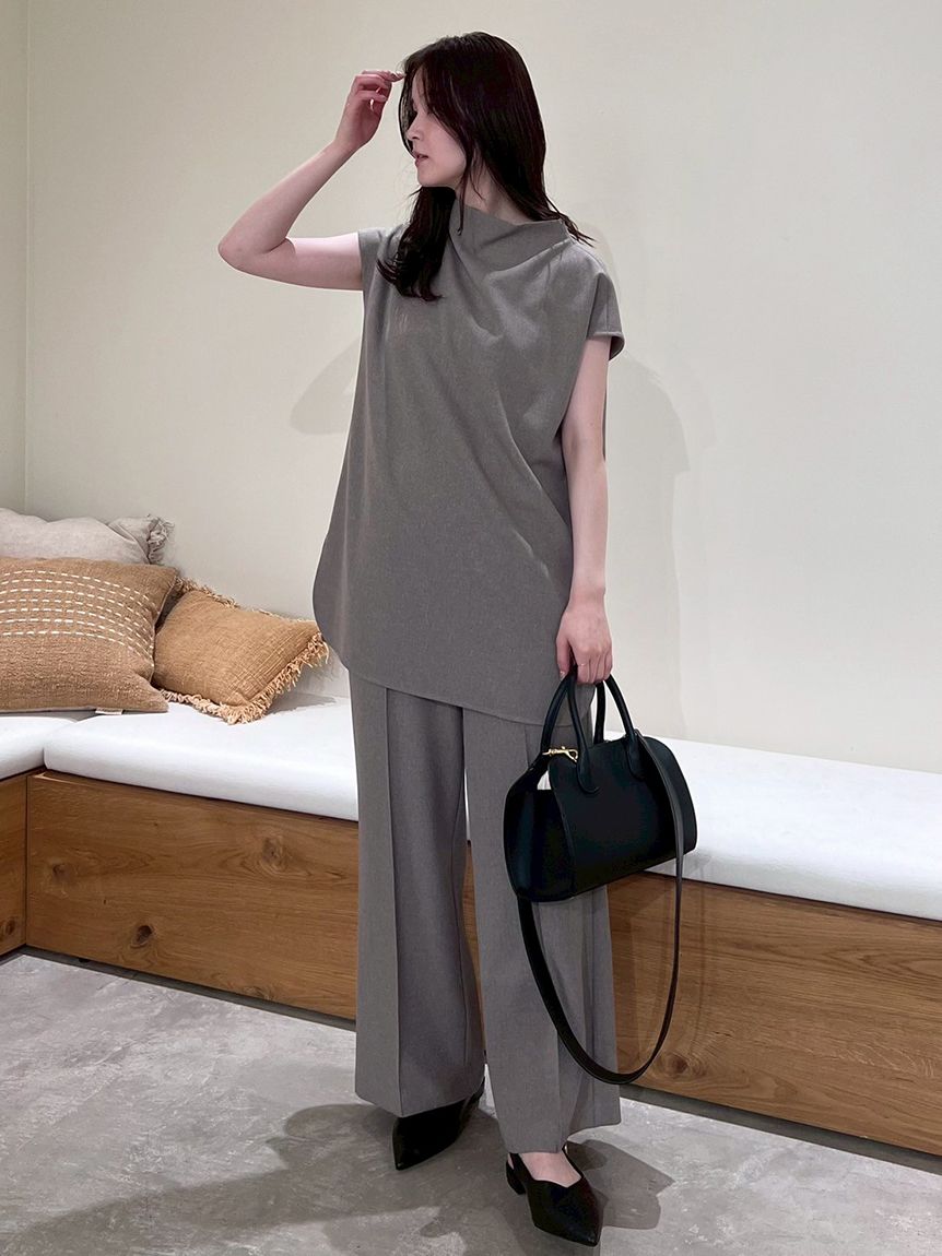 セットアイテム】ドレープブラウスセミフレアゴムパンツSET UP