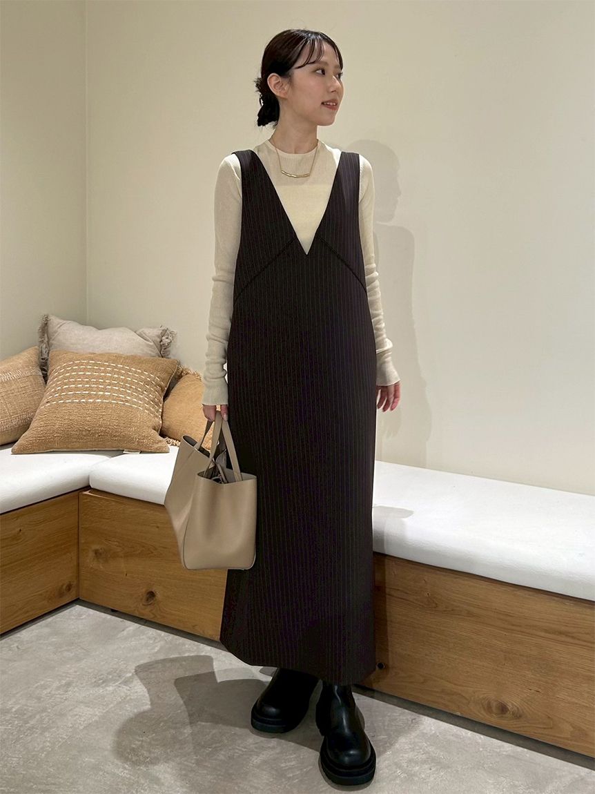 セットアイテム】クルーネックニット×Aラインキャミレイヤード