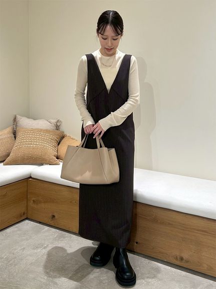 セットアイテム】クルーネックニット×Aラインキャミレイヤード