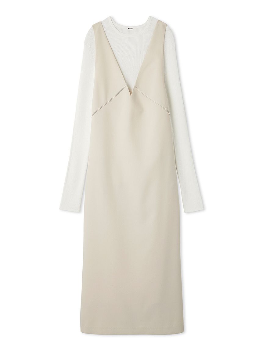 セットアイテム】クルーネックニット×Aラインキャミレイヤード