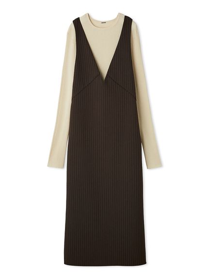 セットアイテム】クルーネックニット×Aラインキャミレイヤード