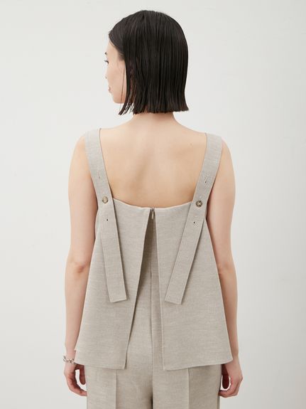 Mila Owen ペプラムベスト　アイボリー　新品 セットアイテム】【ウォッシャブル】ペプラムブラウス×ワイド