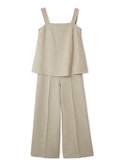 Mila Owen ペプラムベスト　アイボリー　新品 セットアイテム】【ウォッシャブル】ペプラムブラウス×ワイド