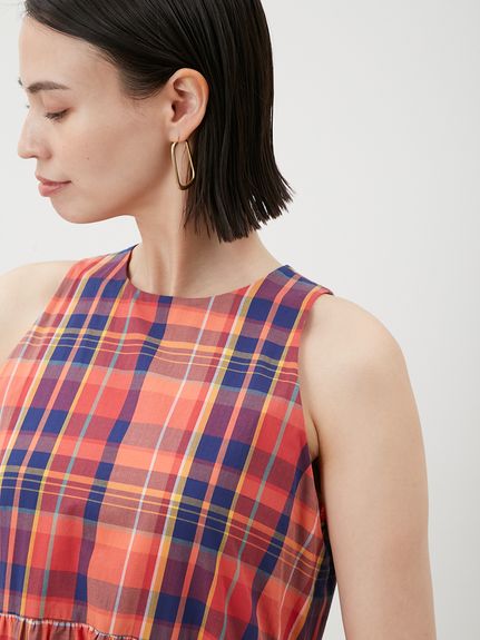 Mila Owenクルーネックアメスリティアードロングワンピース ウォッシャブル】クルーネックアメスリティアードロング