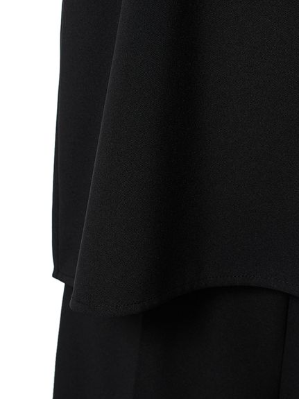 ミラオーウェン 黒のノースリーブチュニックとパンツセット ウォッシャブル】クロシェニットキャミ×ノースリトップス(ニット