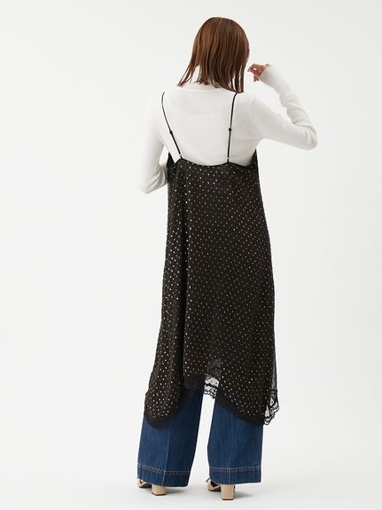 レースデザイン箔ドットキャミワンピース(キャミワンピース