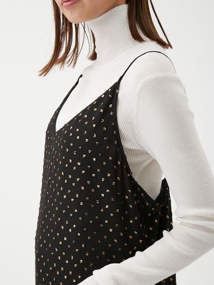 レースデザイン箔ドットキャミワンピース(キャミワンピース