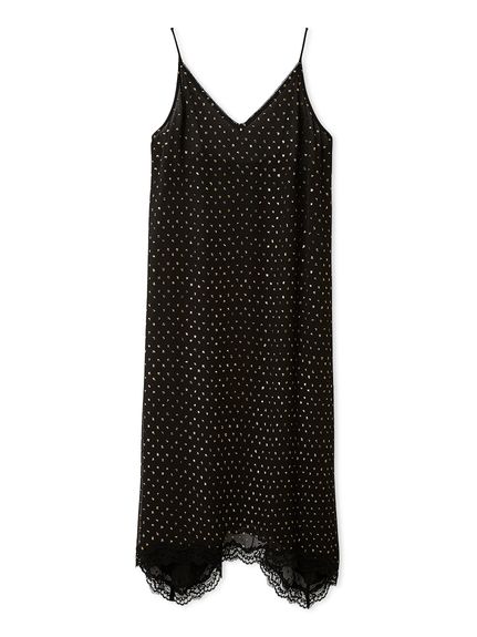 レースデザイン箔ドットキャミワンピース(キャミワンピース