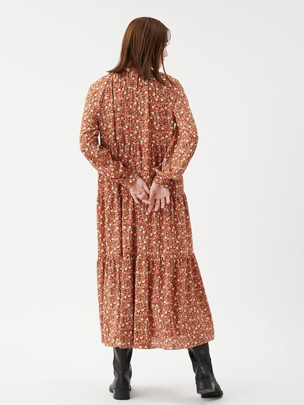 ハグオーワー【未使用】楊柳フラワーpt.ティアードスカート　ブラウン　日本製 楊柳フラワーミディフレアスカート | アルシーヴ(archives) | マルイ