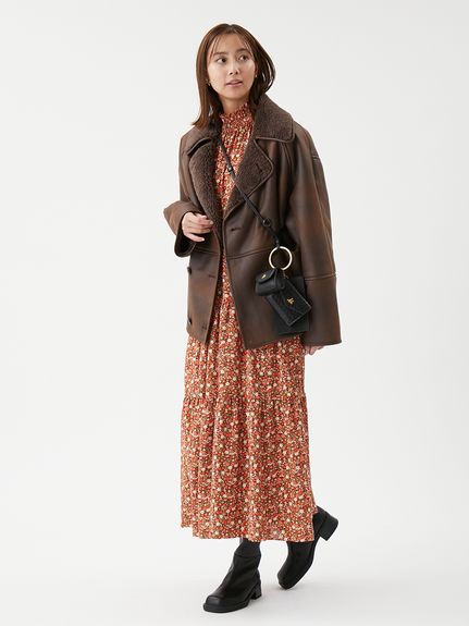 フラワープリントティアードワンピース(マキシ・ロングワンピース