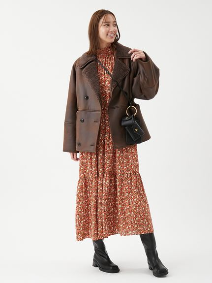 フラワープリントティアードワンピース(マキシ・ロングワンピース