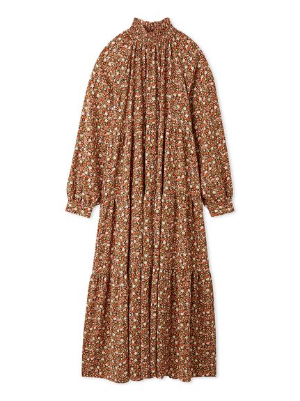 フラワープリントティアードワンピース(マキシ・ロングワンピース