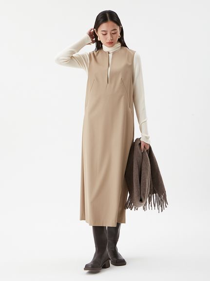 セットアイテム】リブニットセットレイヤードワンピース(セットアップ