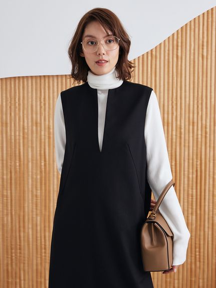 セットアイテム】リブニットセットレイヤードワンピース(セットアップ