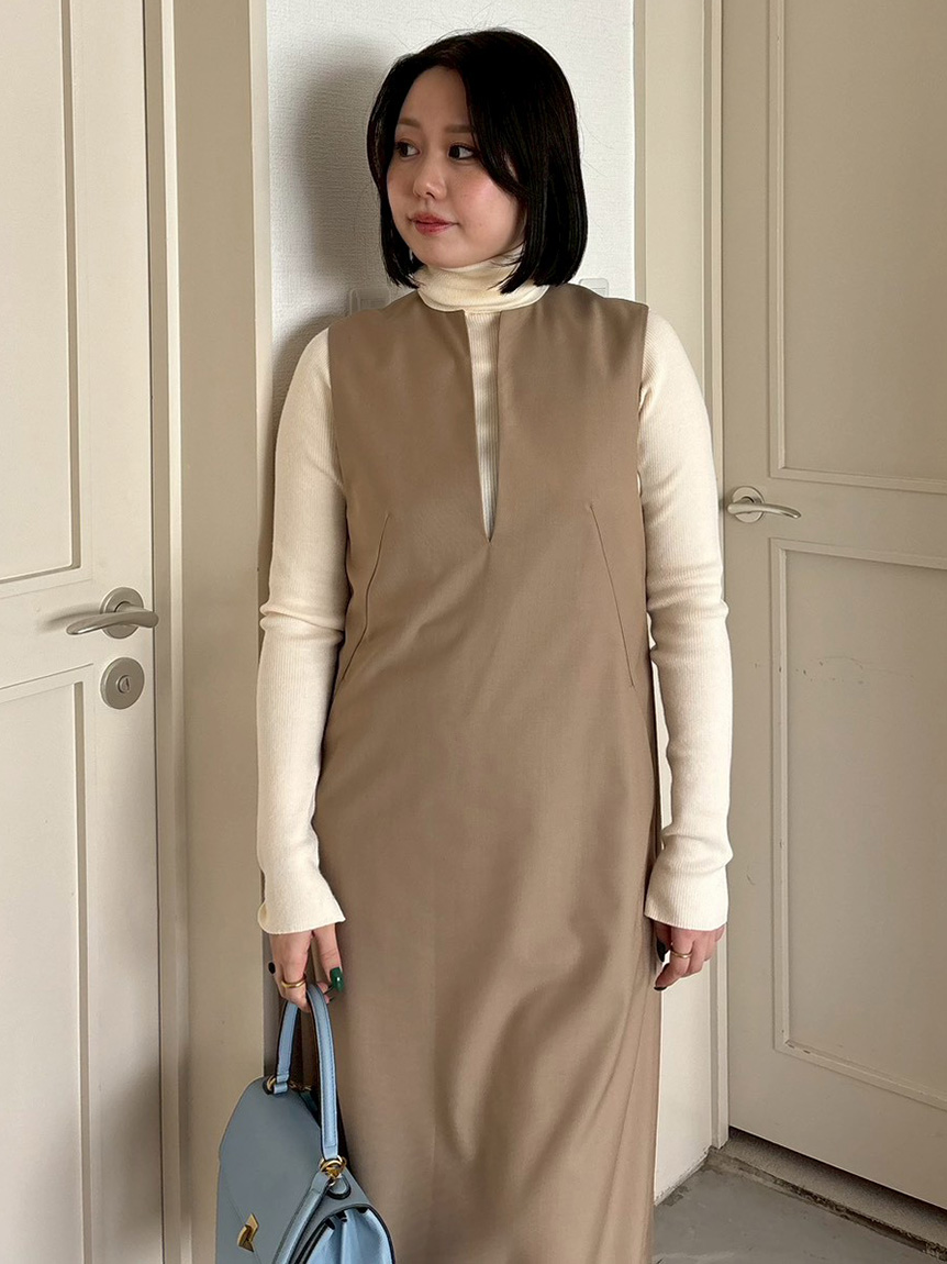 セットアイテム】リブニットセットレイヤードワンピース(セットアップ